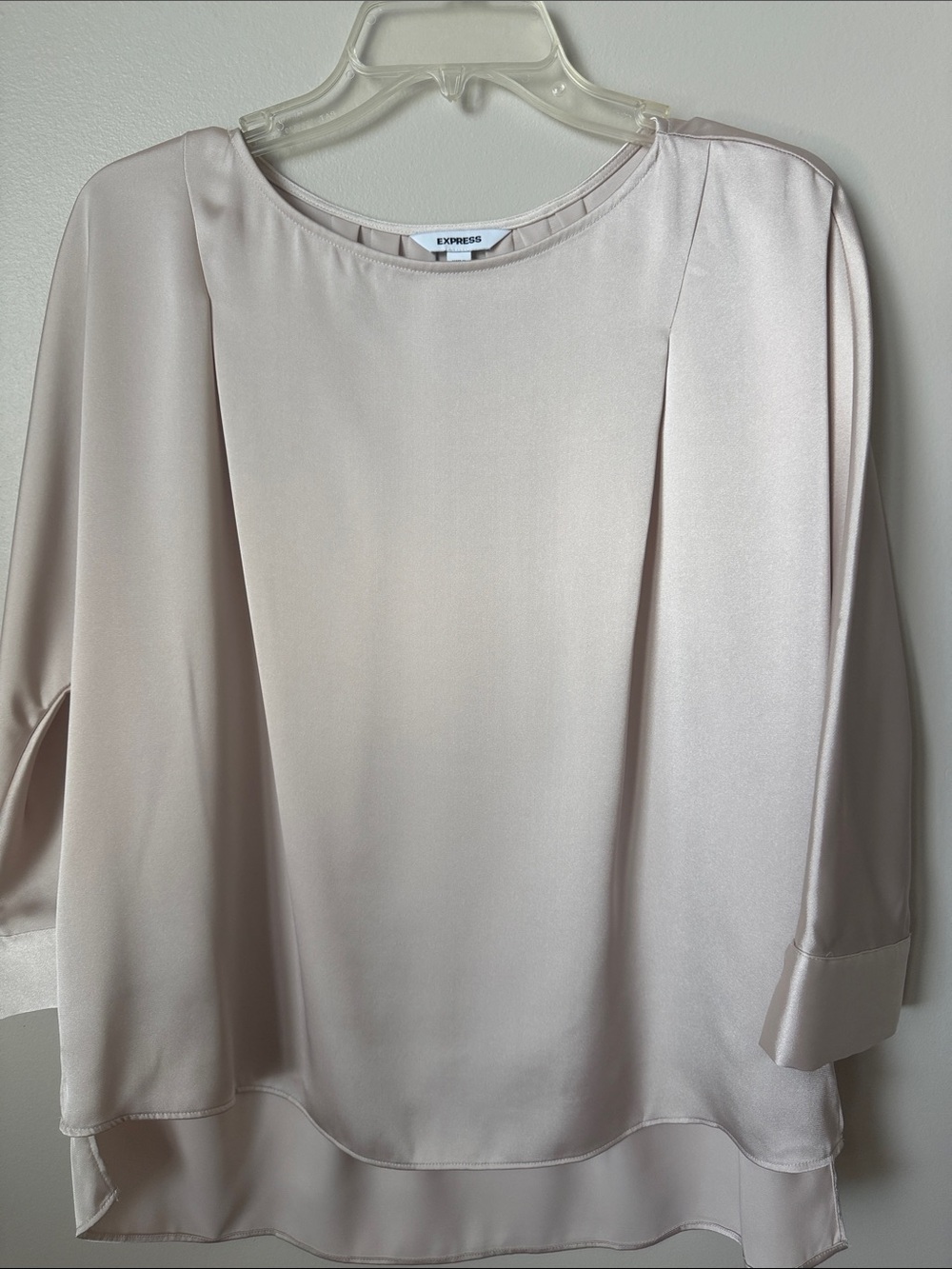 Express Satin Blouse in Pale Blush